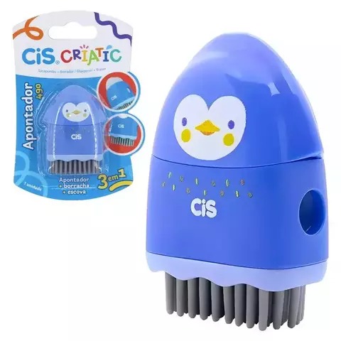 Cis Criatic 3 Em 1 Apontador + Borracha + Escova Azul 52.0680