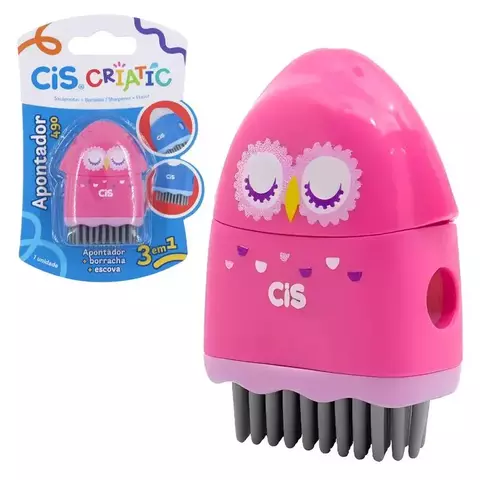 Cis Criatic 3 Em 1 Apontador + Borracha + Escova Rosa 52.0680