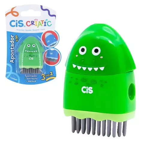 Cis Criatic 3 Em 1 Apontador + Borracha + Escova Verde 52.0680