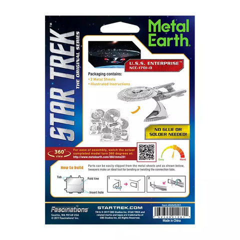 Model Kit USS Enterprise Ncc-1701-D Star Trek Metal Earth Fascinations