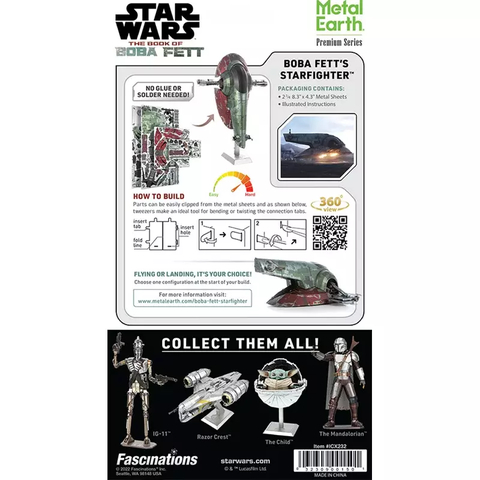 Model Kit Metal Star Wars Boba Fett's Starfighter Metal Earth Fascinations