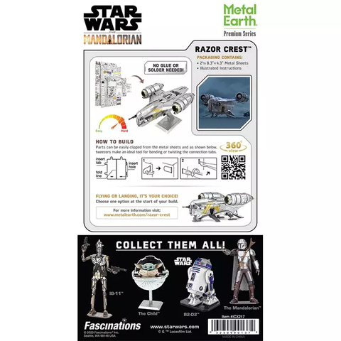 Model Kit Metal Star Wars Mandalorian Razor Crest Metal Earth Fascinations