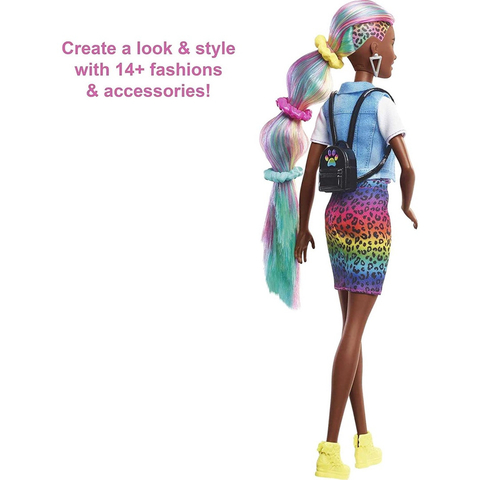 Boneca Barbie Penteado Arco Íris De Oncinha Negra Grn80 Mattel