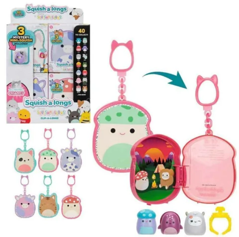 Squish-A-Longs Chaveiro com 3 Mini Squishs Surpresa e 1 Acessório Sunny 4291