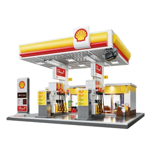 Blocos de Montar Posto de Gasolina Shell Grande Com Led Fun F0233-6