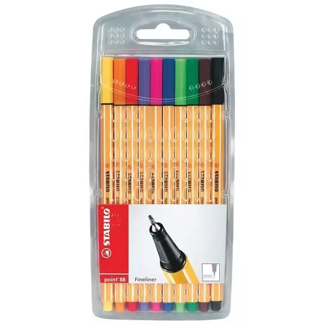 Caneta Point 88 Fineliner 0.4mm Com 10 Cores 8810 Stabilo 0234