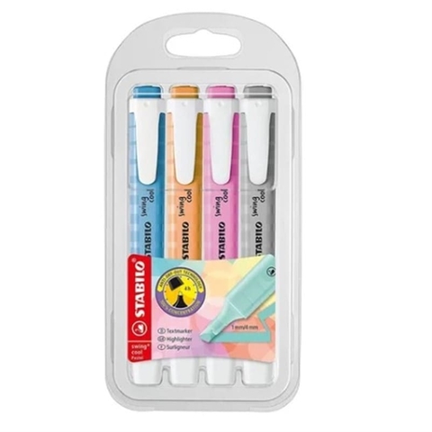 Estojo Marca Texto 4 Cores Swing Cool Pastel Stabilo 5160