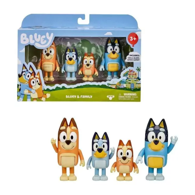 Kit Com 4 Bonecos Colecionáveis de 6cm Bluey Family Candide 7910