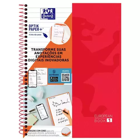 Caderno Oxford Vermelho Capa Dura Pautado 1 Matéria 80 Folhas 20x27,5cm 3416