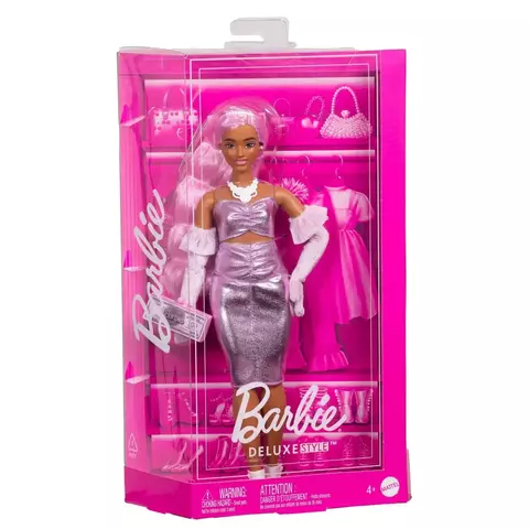 Barbie Deluxe Style Negra Com Vestido Roxo #01 Mattel Hyv24