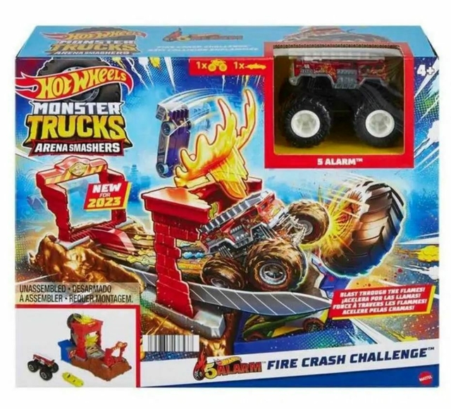 Hot Wheels Monster Trucks Arena Smashers Fire Crash Challenge Mattel Hnb87