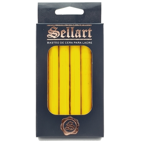 Bastão de Cera Pistola Para Lacre Flexível Amarelo c/ 06 Sellart