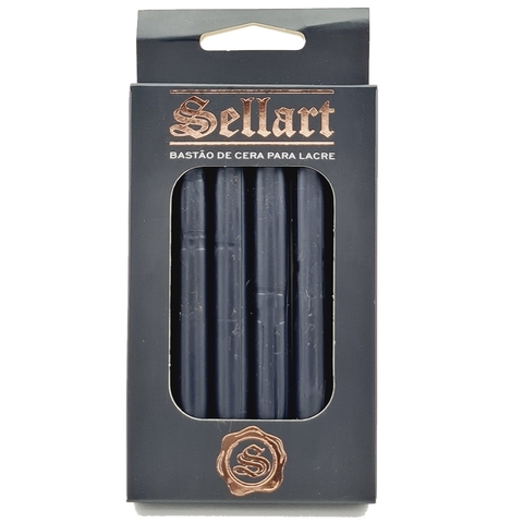 Bastão de Cera Pistola Para Lacre Flexível Preto c/ 6 Sellart