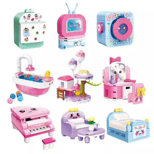 Kit Com 9 Blocos de Montar Surpresa Set Build e Fun Casa Qman - 35016