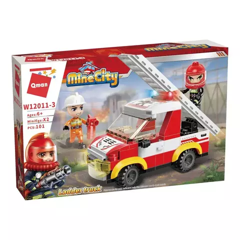 Blocos De Montar Caminhão Bombeiro Com Escada 101 Peças - Qman 12011-3