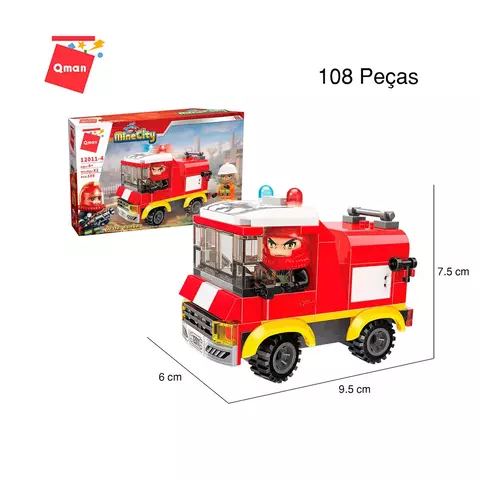 Blocos De Montar Caminhão De Bombeiro 108 Peças - Qman 12011-4