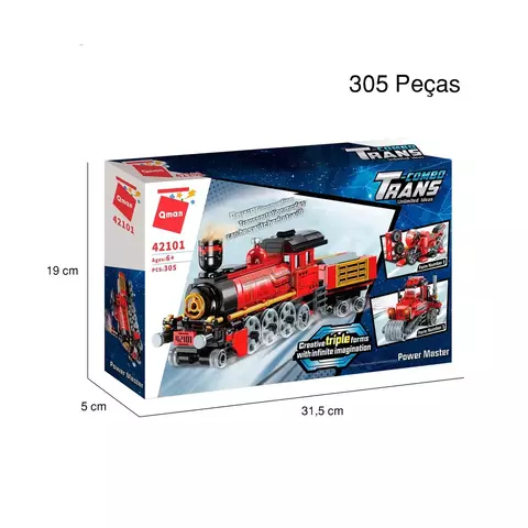 Blocos de Montar Combo Transporte 3 em 1 Qman 305 Peças 42101