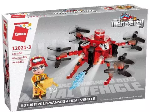 Blocos De Montar Set Com 4 Bombeiro Em Ação Mine City Qman 12021