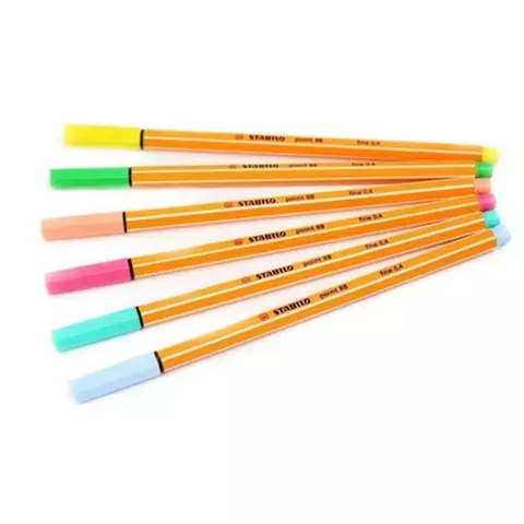 Caneta Com 6 Cores Neon Point 88 Fineliner 0.4mm Stabilo 7250