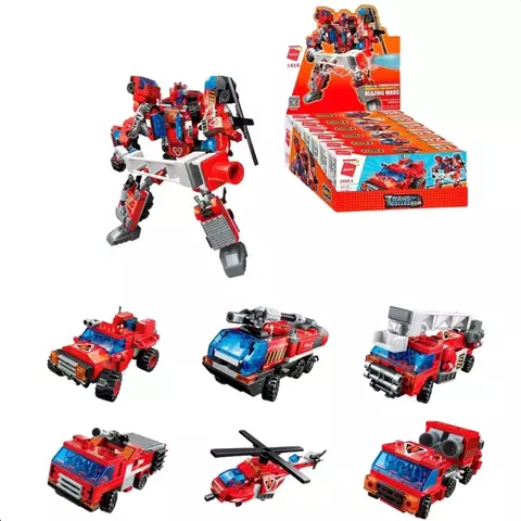 Kit Com 6 Set Trans Collector Bombeiro 6 em 1 Qman 1416
