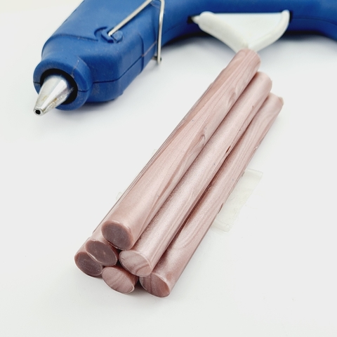 Bastão de Cera Pistola Para Lacre Flexível Champanhe Pérola c/ 06 Sellart