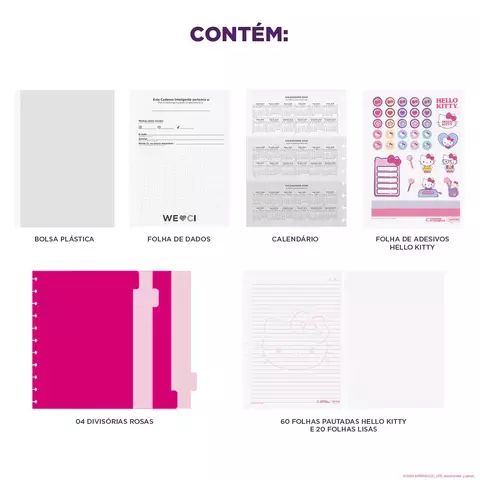 Caderno Inteligente Hello Kitty 25,5x19 Cm 80 Folhas Cimd3344
