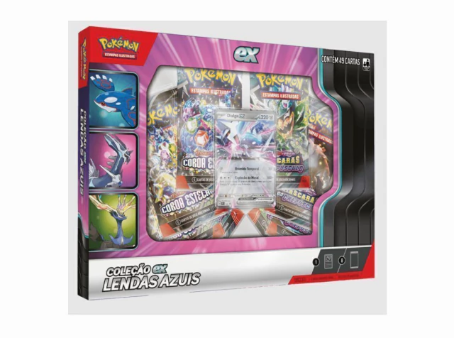 Box Pokémon Com 49 Cartas Lendas Azuis Dialga EX Copag 100-10152