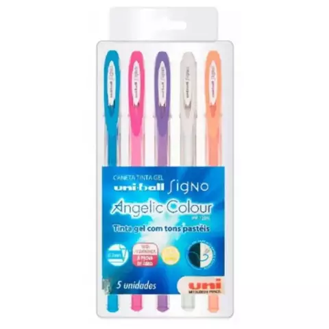 Estojo Caneta Angelic Color C/5 Cores UNI-BALL 0083