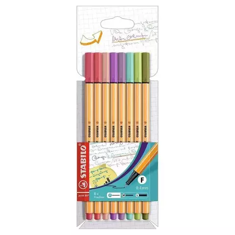 Estojo Caneta C/ 8 Cores Point 0.4mm Fineliner Stabilo 6458