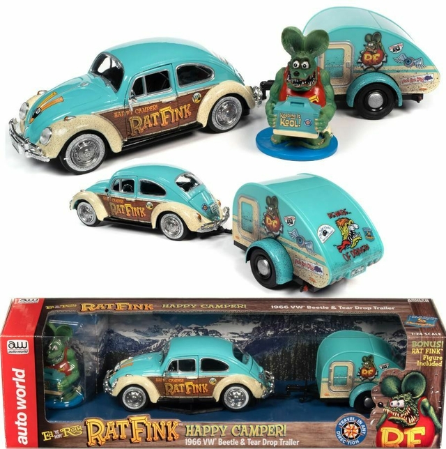Fusca Happy Camper Wv 1966 Rat Fink 1/24 Auto World 