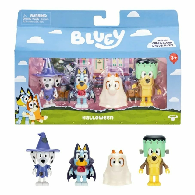 Kit Com 4 Bonecos Colecionáveis de 6cm Bluey Halloween Candide 7910