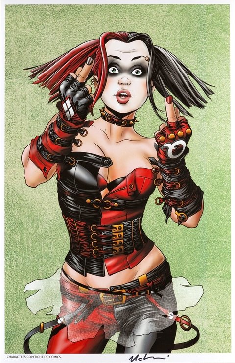 Print Harley Quinn - autografado por Mike McKone - 43,5cm x 28 cm