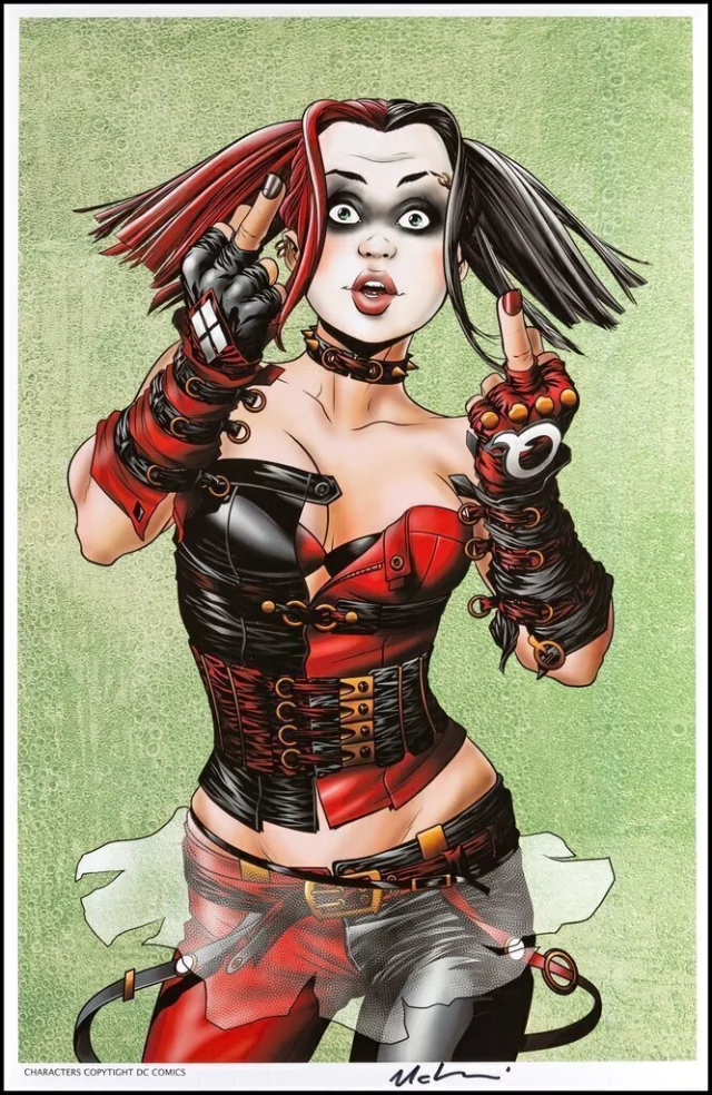Print Harley Quinn - autografado por Mike McKone - 43,5cm x 28 cm