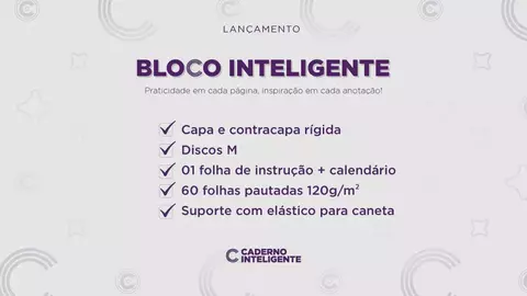 Bloco Inteligente Black 22x15 Cm 60 Folhas Caderno Inteligente Cibl1001