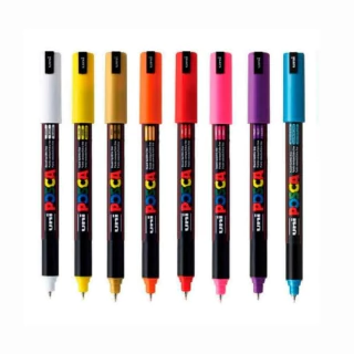 Marcador Posca Soft Estojo Com 8 Cores Uni 0.7mm PC-1MR-8C 