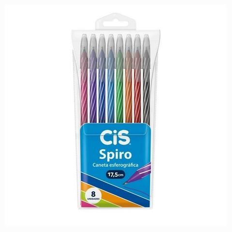 Caneta Esferográfica Spiro 0,7mm 8 Cores Cis 1100