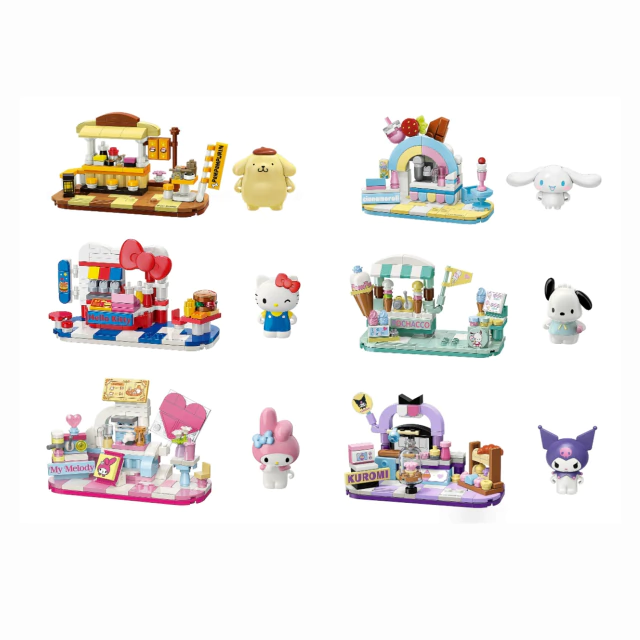 Kit Com 6 Blocos de Montar Restaurante Personagens Hello Kitty Dz0203