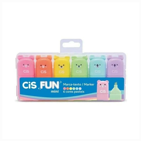 Estojo Mini Marca Texto Fun Com 6 Cores Pasteis CIS 0485