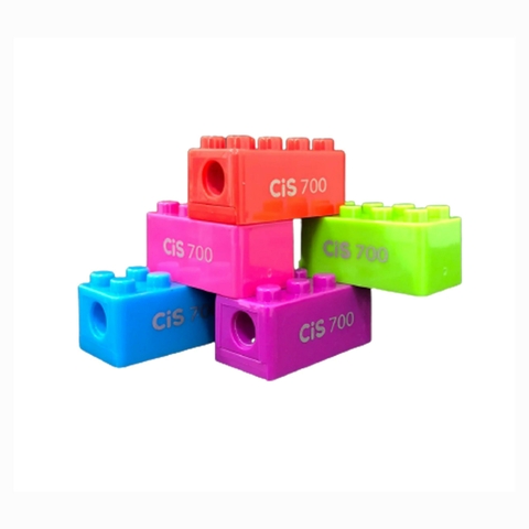 Kit Com 3 Apontador Escolar Com Depósito Formato Lego Sortido Cis 0789