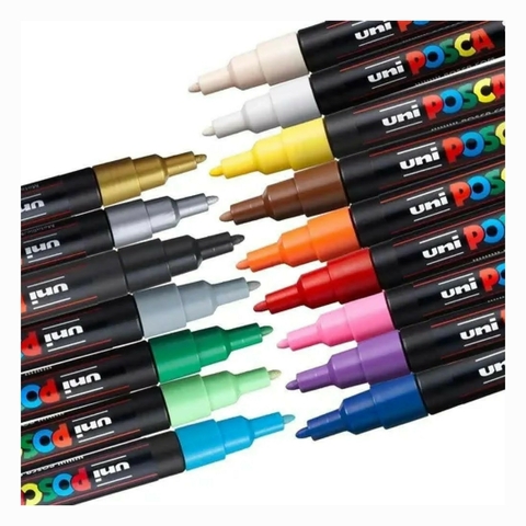 Caneta Posca Estojo 16 Cores PC-5M Uni 1.8-2.5mm 8096