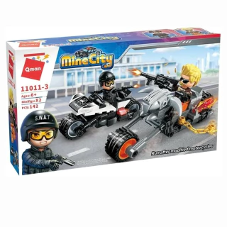 Bloco De Montar Mine City Perseguição Motocicleta (Lyle e Gold) 11011-3 Qman