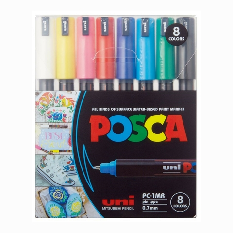 Caneta Posca Soft Estojo Com 8 Cores PC-1MR Uni 0.7mm 8294