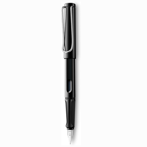 Caneta Lamy Tinteiro Safari Shiny Black Preta Brilhante Pena Extra Fina EF