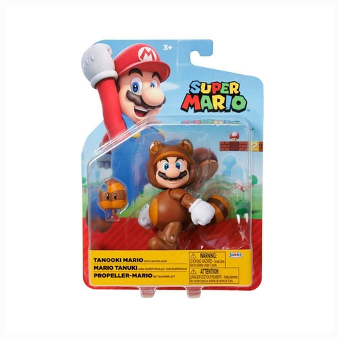 Super Mario Boneco Mario Tanooki Com Super Folha 11 Cm 4200 Sunny