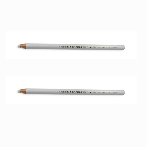 Kit Com 2 Lápis Dermatografico Branco MitsuBishi 7600