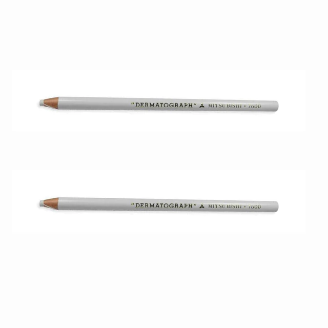 Kit Com 2 Lápis Dermatografico Branco MitsuBishi 7600