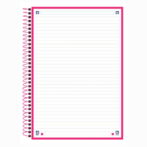 Caderno Oxford Rosa Capa Dura Pautado 1 Matéria 80 Folhas 20x27,5cm 3454