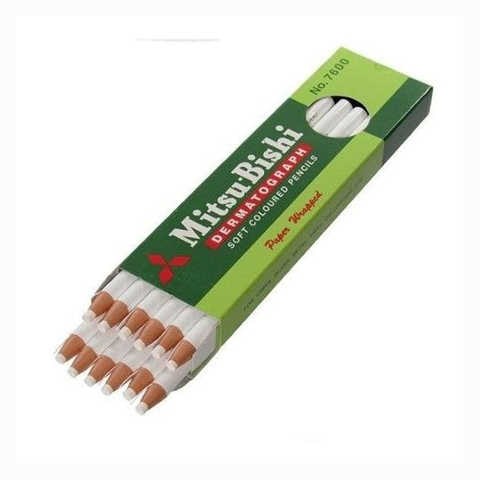 Kit Com 2 Lápis Dermatografico Branco MitsuBishi 7600
