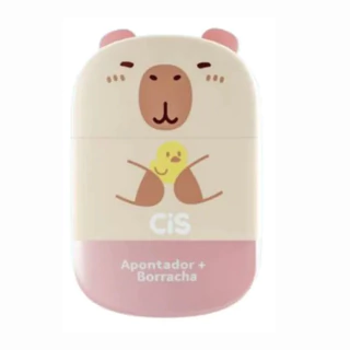 Apontador + Borracha Capivara Cor Rosa 5.8358 CIS 0742