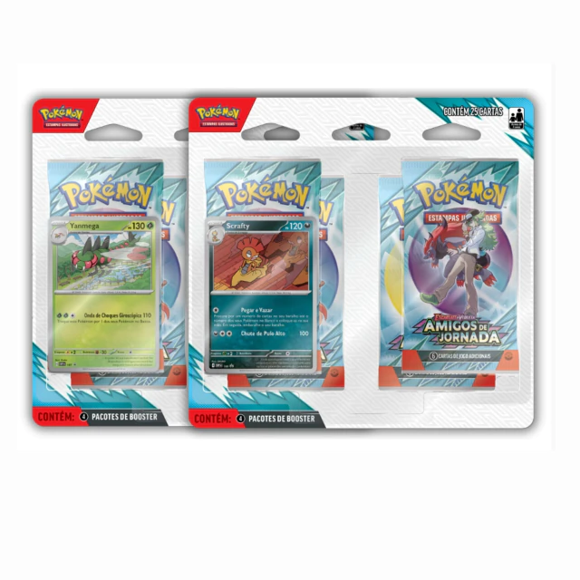 Caixa Lacrada Pokémon Blister Quadruplo EV9 Amigos Jornada 35373 Copag